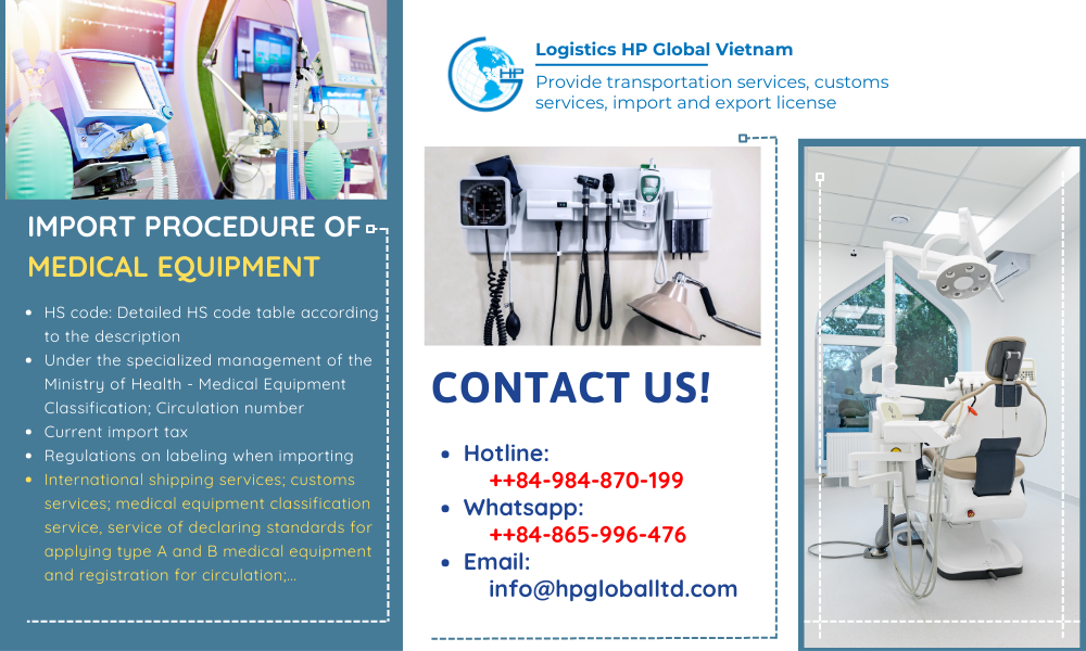 Import duty and procedures Medical equipment Vietnam