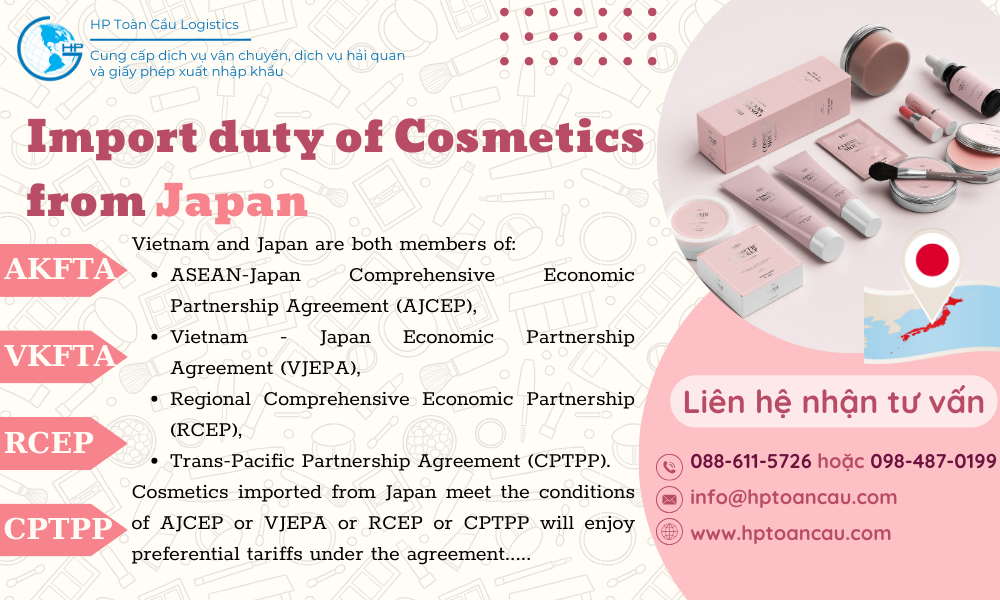 cosmetics import duty to Vietnam from Japan