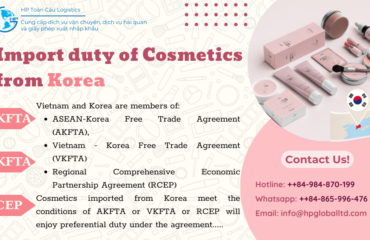 cosmetics import duty to Vietnam from Korea