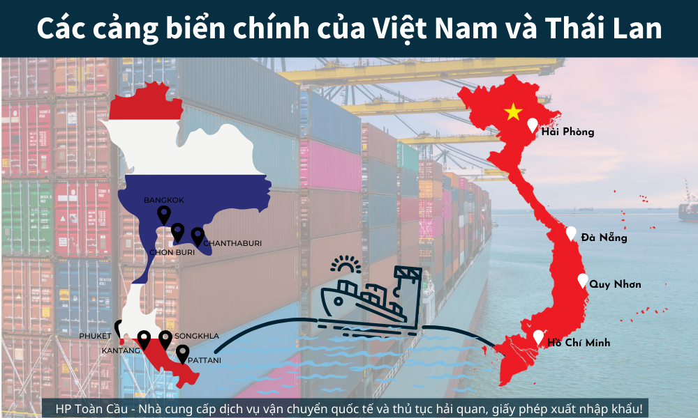 Các cảng biển chính của Việt Nam và Thái Lan