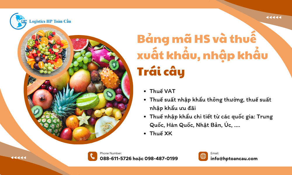 Bảng mã HS và thuế xuất khẩu, nhập khẩu trái cây