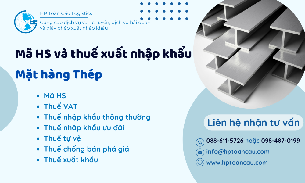 Mã HS và thuế xuất nhập khẩu mặt hàng thép