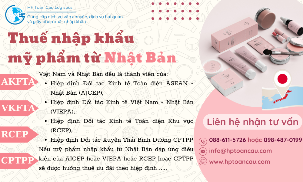 thuế nhập khẩu mỹ phẩm từ Nhật Bản