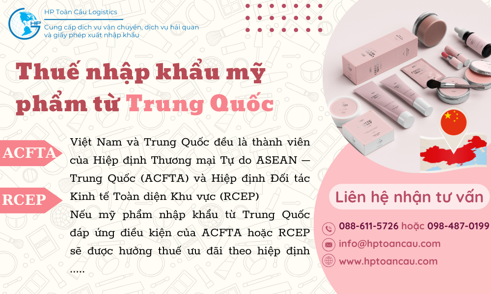 thuế nhập khẩu mỹ phẩm từ Trung Quốc