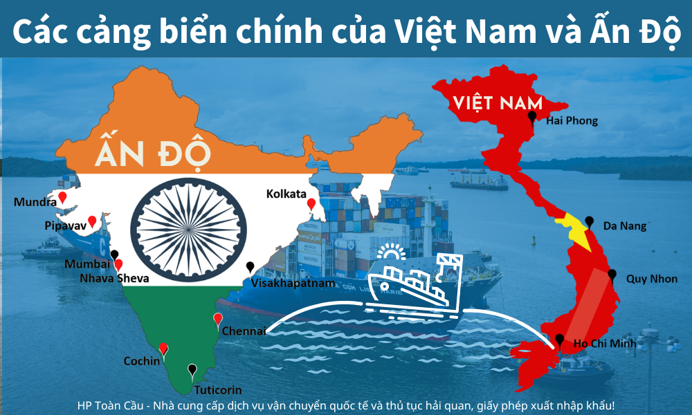 Các cảng biển chính của Việt Nam và Ấn Độ