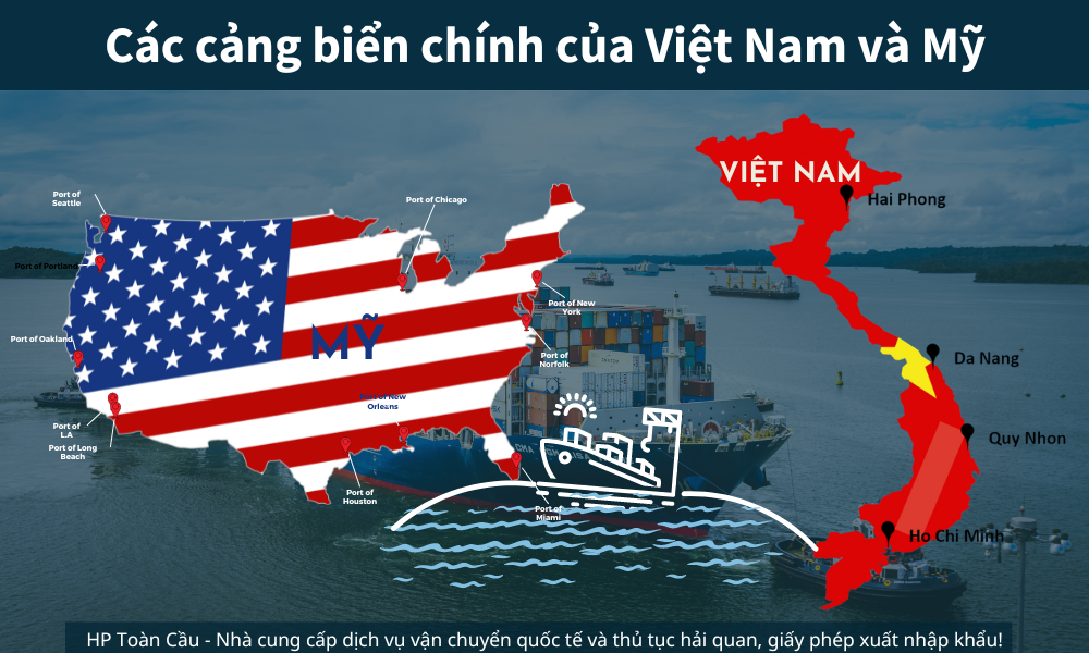 Các cảng biển chính của Việt Nam và Mỹ