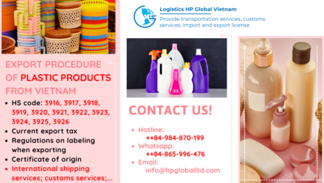 Procedures, duty and freight for exporting Plastic products from Vietnam