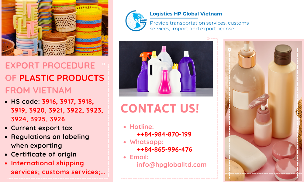 Procedures, duty and freight for exporting Plastic products from Vietnam