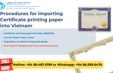 Import duty and procedures Certificate printing paper