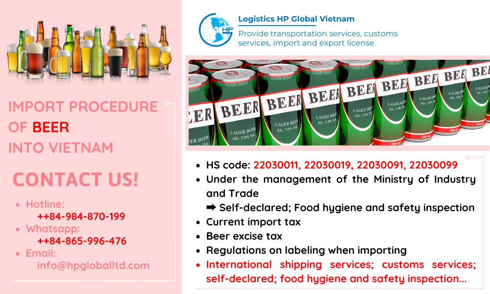 Import duty and procedures Beer Vietnam