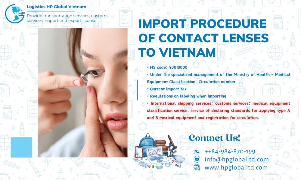 Import duty and procedures Contact lenses Vietnam