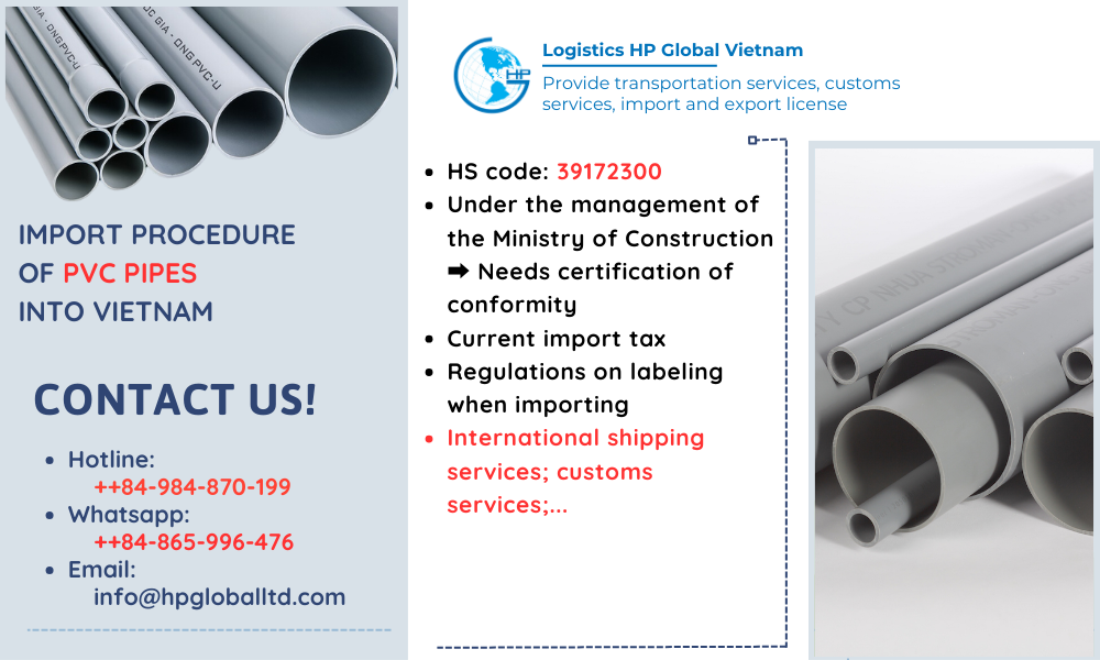 Import duty and procedures PVC pipes Vietnam