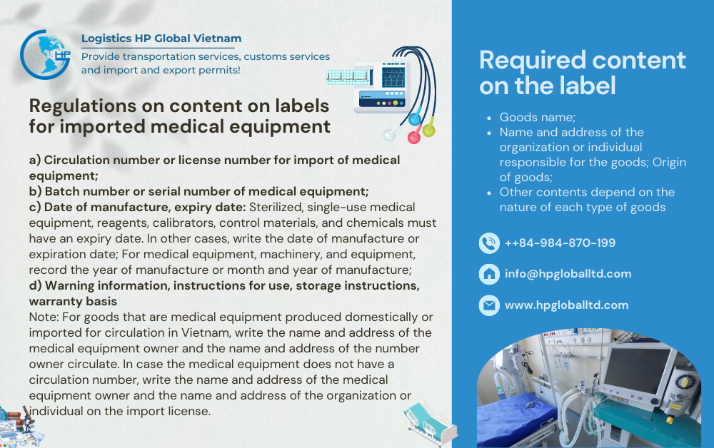 Regulations on content on labels for imported medical equipment