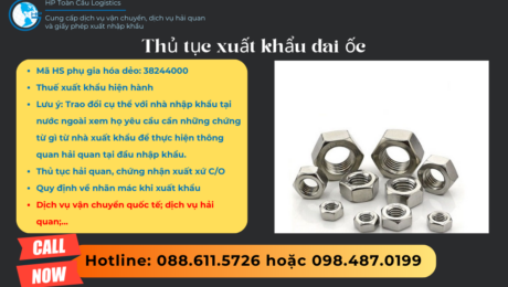 Thủ tục và thuế xuất khẩu đai ốc