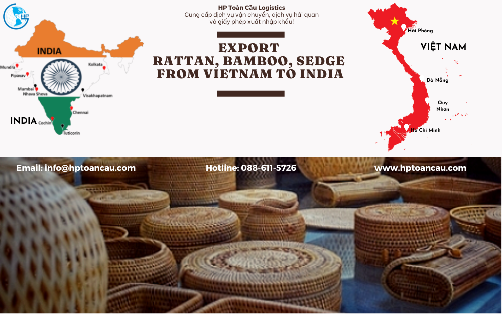 Shipping Rattan, Bamboo, Sedge Vietnam to India