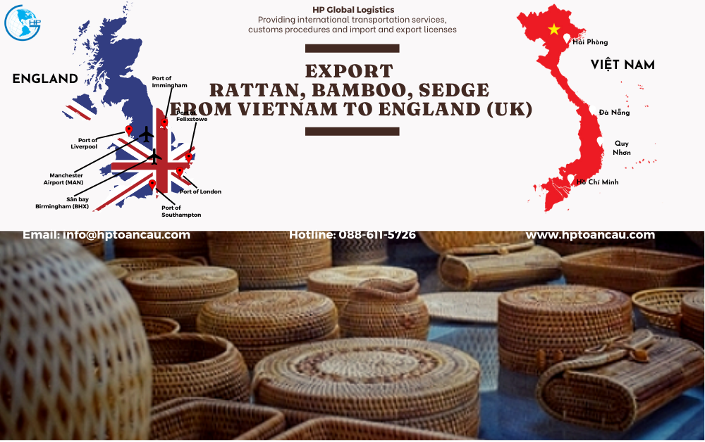Shipping Rattan, Bamboo, Sedge Vietnam to England (UK)