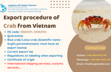 Procedures, duty and freight for exporting Crab from Vietnam