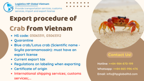 Procedures, duty and freight for exporting Crab from Vietnam