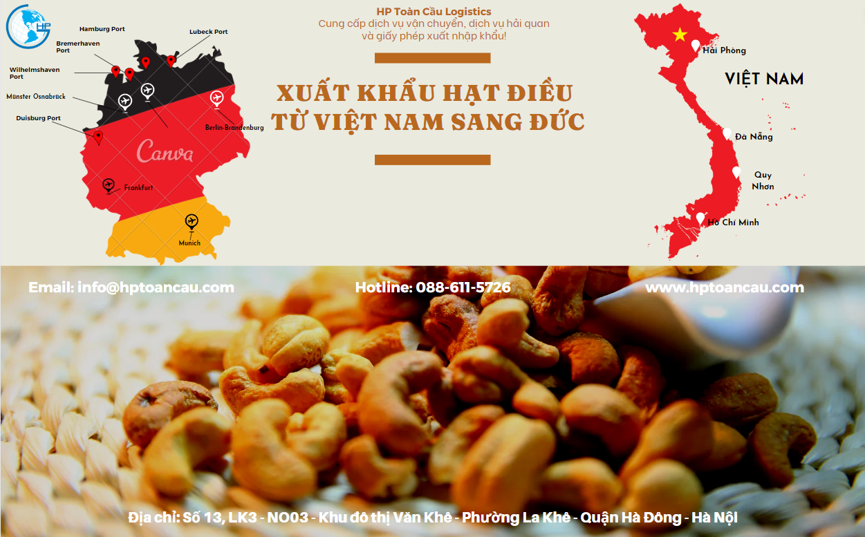 Vận chuyển Hạt điều xuất khẩu từ Việt Nam sang Đức