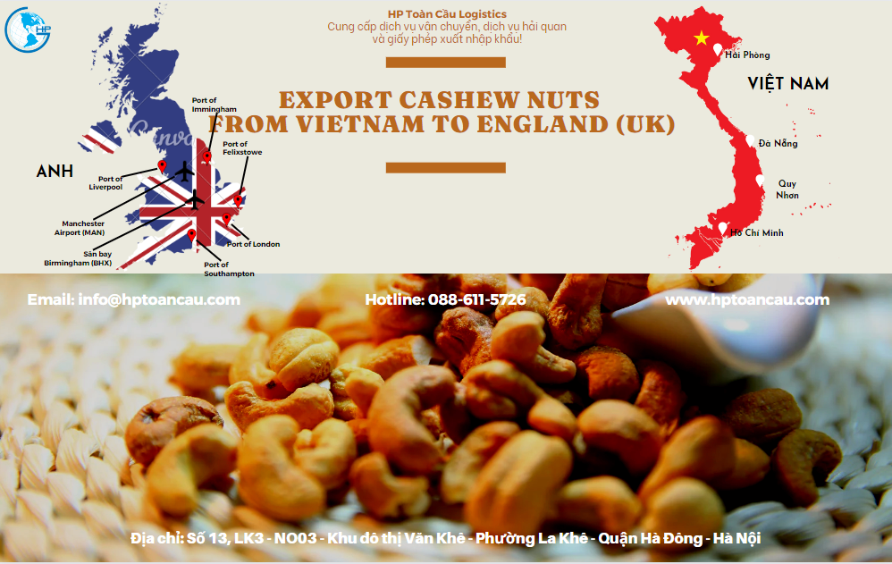 Shipping Cashew Nuts Vietnam to England (UK)