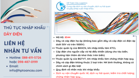 Thủ tục và thuế nhập khẩu Dây điện