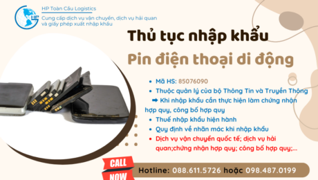 Thủ tục và thuế nhập khẩu Pin điện thoại di động