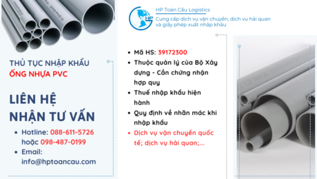 Thủ tục và thuế nhập khẩu Ống nhựa PVC