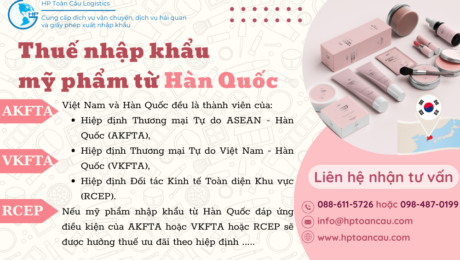 thuế nhập khẩu mỹ phẩm từ Hàn Quốc