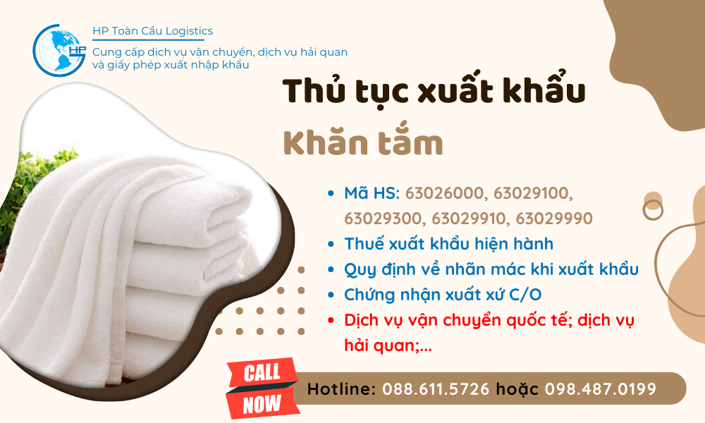 Thủ tục và thuế xuất khẩu Khăn tắm