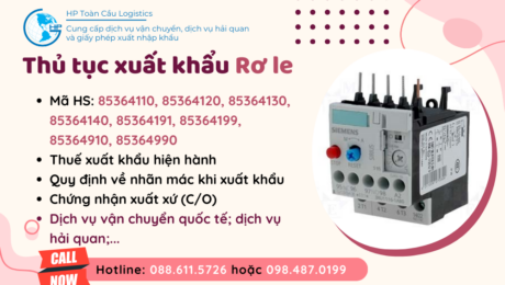 Thủ tục và thuế xuất khẩu Rơ le