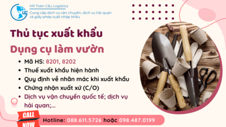 Thủ tục và thuế xuất khẩu Dụng cụ làm vườn