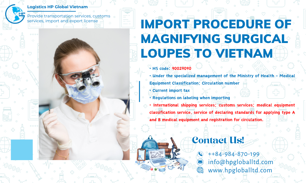 Import duty and procedures Magnifying surgical loupes Vietnam