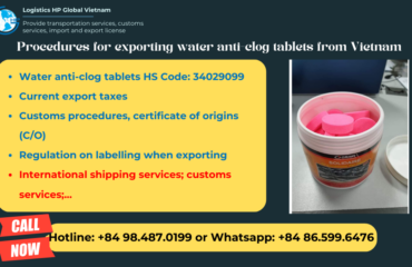 Procedures, duty and freight for exporting water anti-clog tablets from Vietnam
