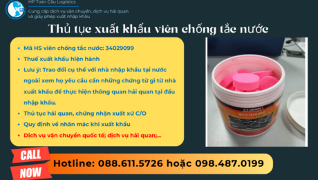 Thủ tục và thuế xuất khẩu viên chống tắc nước