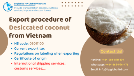 Procedures, duty and freight for exporting Desiccated coconut from Vietnam