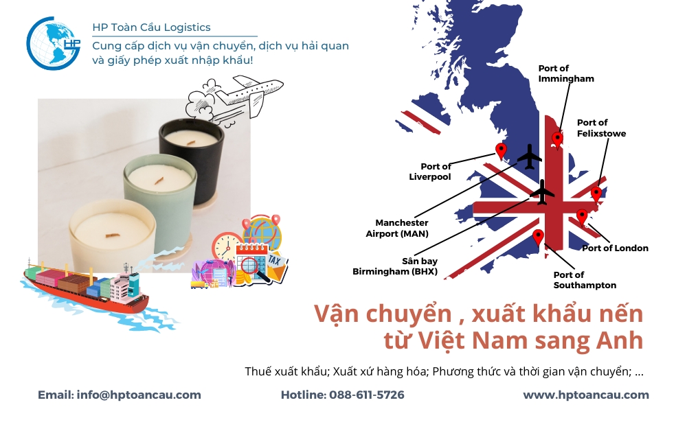 Vận chuyển xuất khẩu nến từ Việt Nam sang Anh