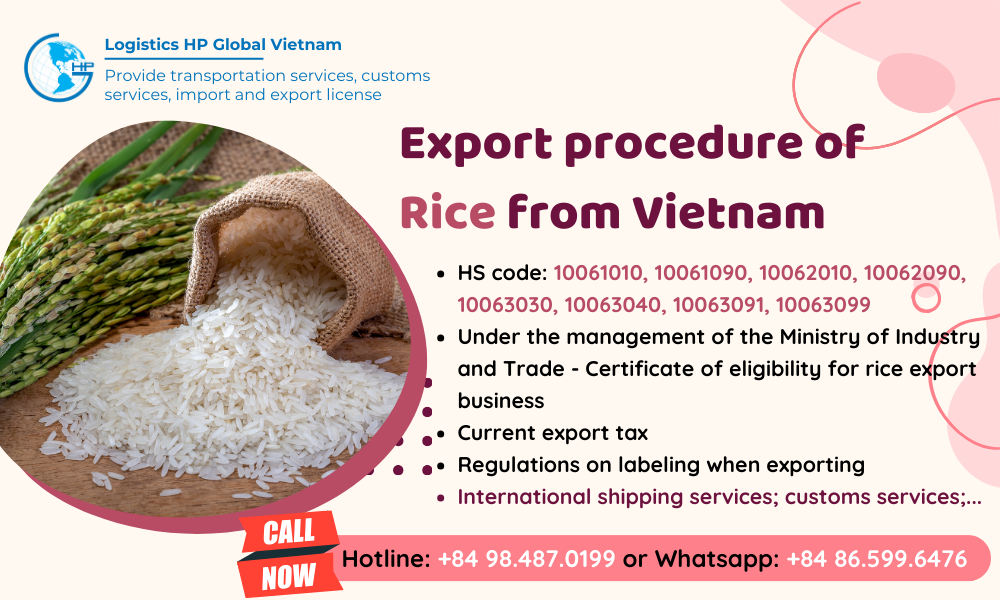 Procedures, duty and freight for exporting Rice from Vietnam