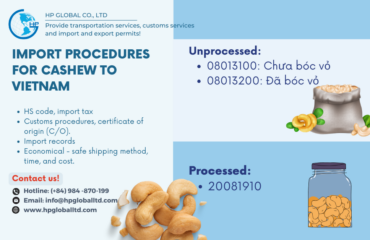 Import procedures for cashew to Vietnam