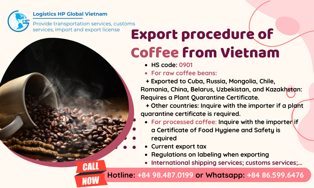 Procedures, duty and freight for exporting Coffee from Vietnam