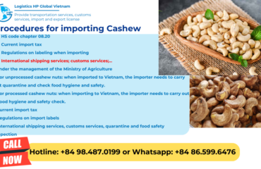 Import duty and procedures Cáhews Vietnam