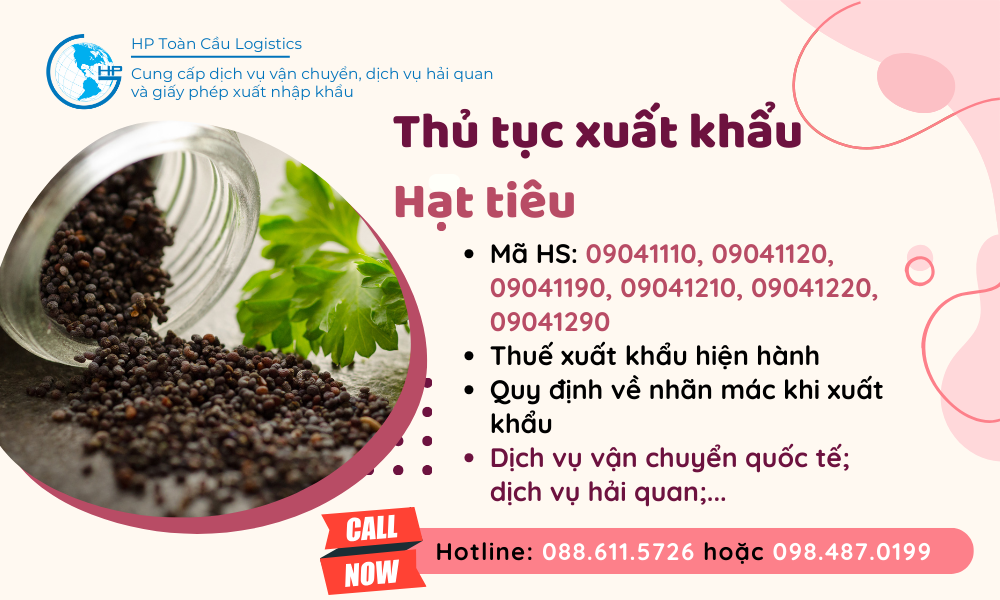 Thủ tục và thuế xuất khẩu Hạt tiêu