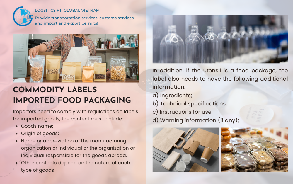 Commodity labels imported food packing