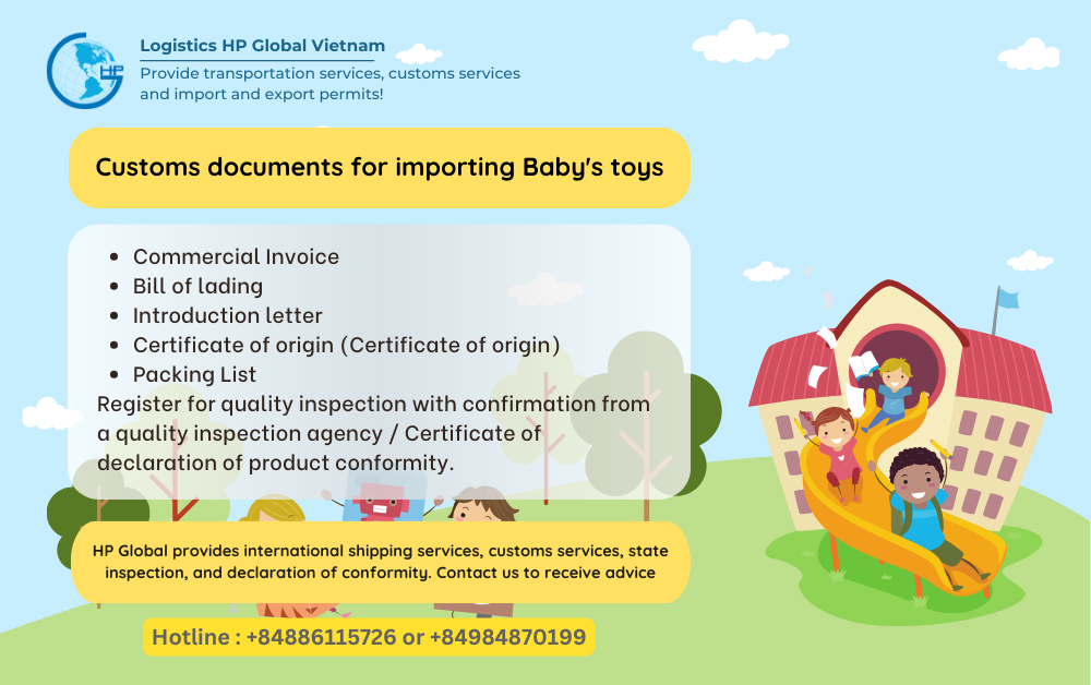 Customs documents for importing Baby's toys