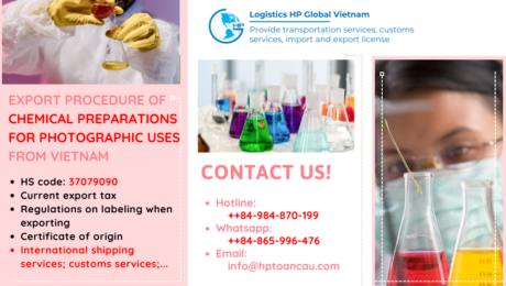 Procedures, duty and freight for exporting Chemical preparations for photographic uses from Vietnam