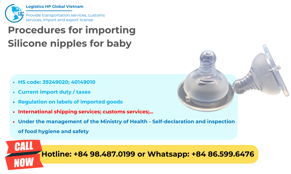 Import duty and procedures silicon nipples Vietnam 