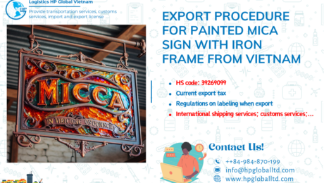 Procedures duty and freight exporting Painted mica sign with iron frame from Vietnam