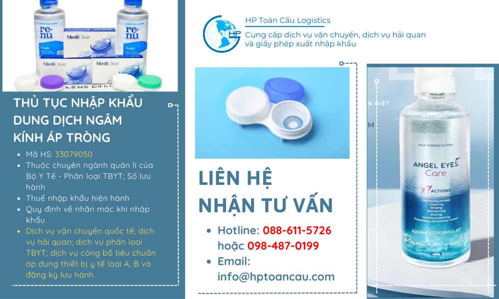 Thủ tục và thuế nhập khẩu Dung dịch ngâm kính áp tròng