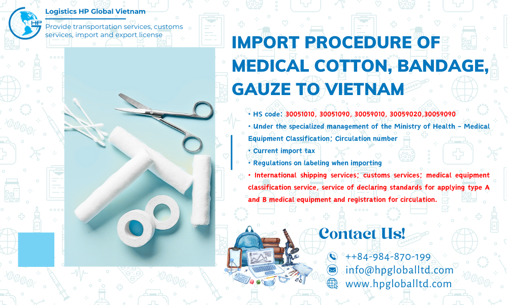 Import duty and procedures Medical cotton, bandage, gauze Vietnam