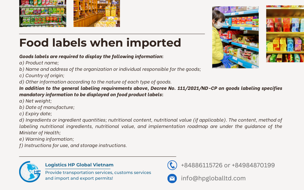 Food labels when imported