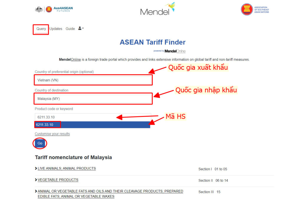 Hướng dẫn kiểm tra thuế nhập khẩu vào các nước ASEAN bằng ASEAN Tariff Finder 3